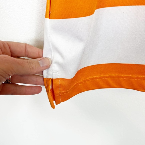 Slazenger Men's Short Sleeve Polo Golf Shirt Orange & White Stripe Size XL - Picture 6 of 11